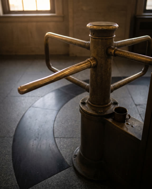 I dream of a municipal transit entry where a brass turnstile has served too many entries for too many years. One arm sit