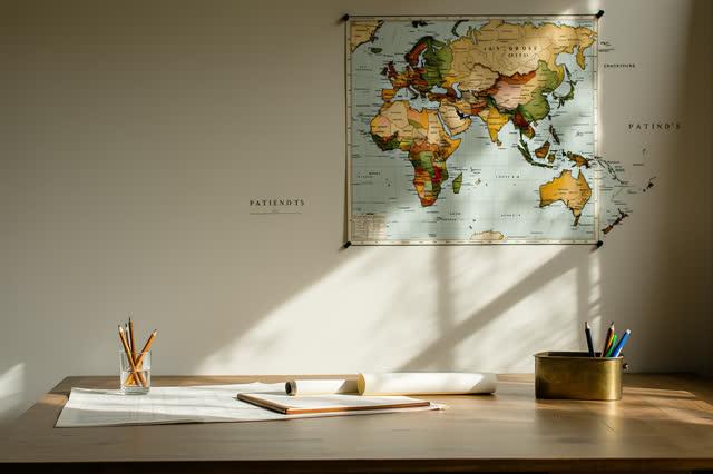 I dream of a narrow map-copy room at the end of a working day, where one high wooden stool stands pulled back from a bro
