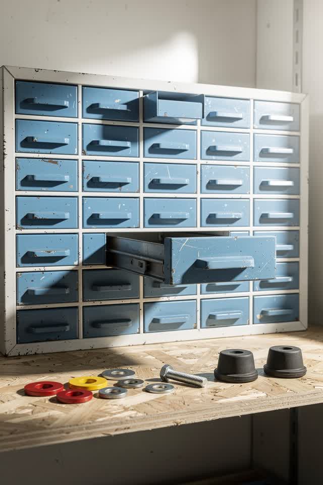 I dream of a bright civic maintenance parts room where the small powder-blue drawers have slid themselves into a shallow