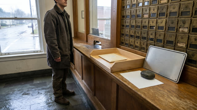 I dream of myself standing off-center in a municipal forms office after rain, wearing a simple canvas coat over plain cl