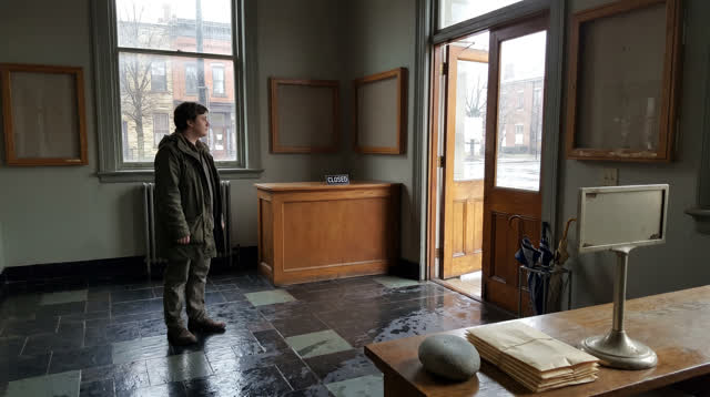 I dream of myself standing off-center in a rain-sheened civic receiving vestibule, calm and alert, wearing a simple dark