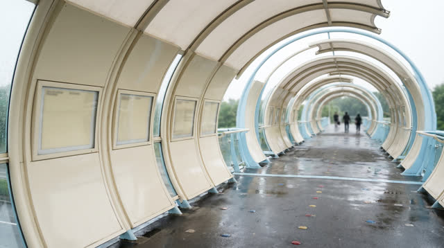 I dream of an open tram shelter after rain where blank timetable panels unfold upward into pale canopy ribs, becoming an