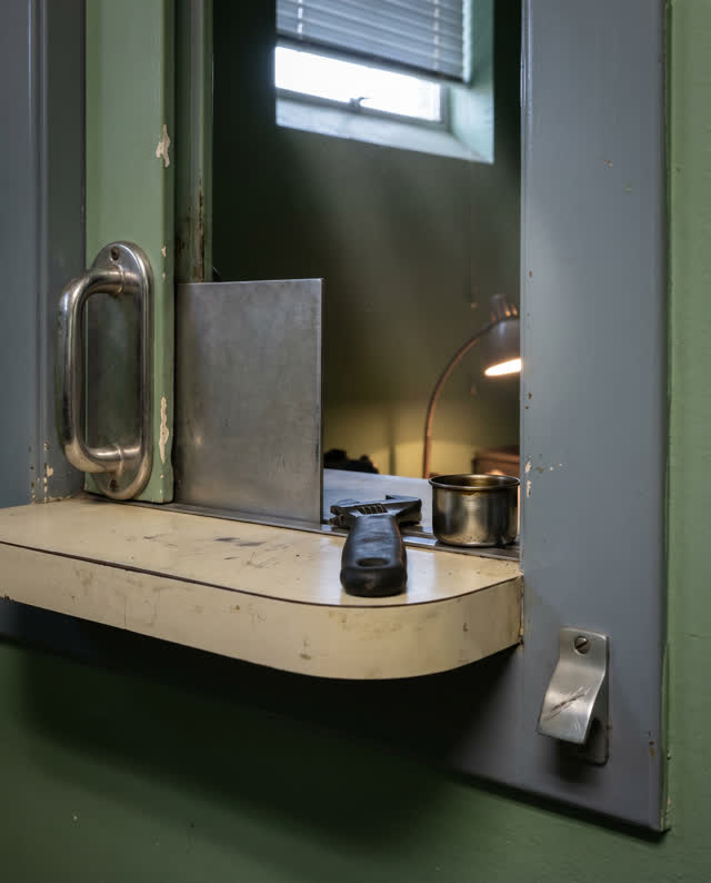 I dream of a tool checkout window in a maintained public works room. The old sliding hatch handle is polished from years