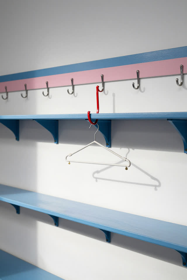 I dream of a bright community coat-room rail beside a public meeting hall. The hooks have turned their blank number tags
