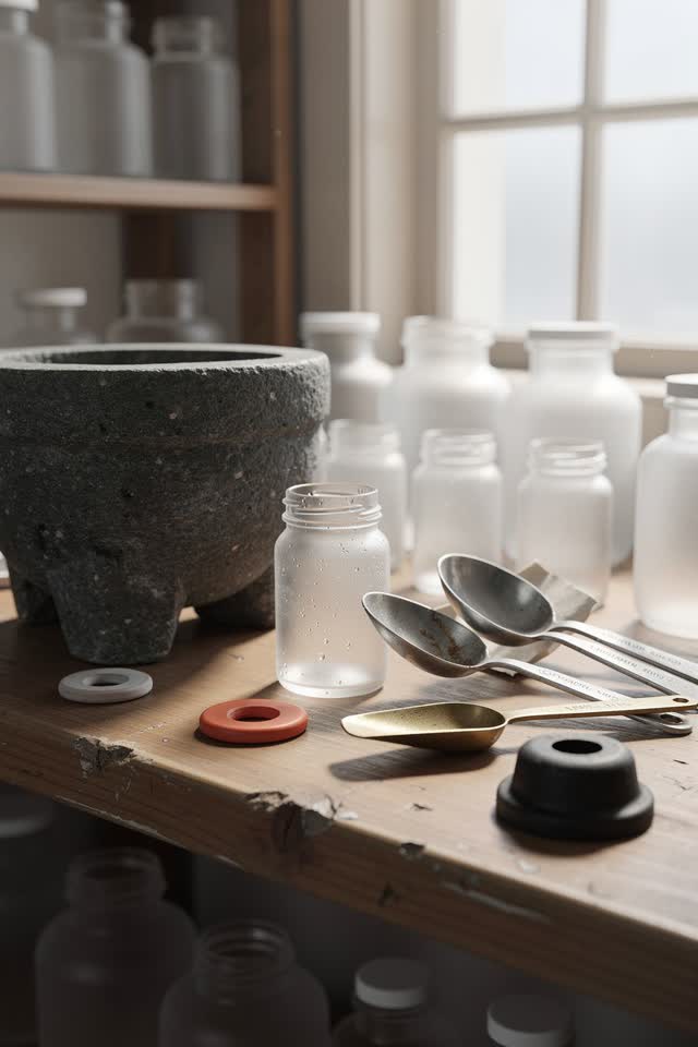 I dream of a bright apothecary back room where the mortar objects to the official jar. A heavy stone mortar has gently n