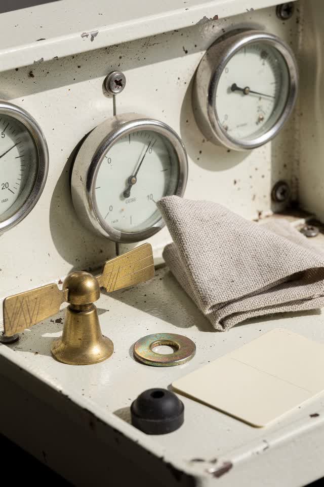 I dream of a bright weather station cabinet where the instruments have picked the calm needle. One small blank dial need