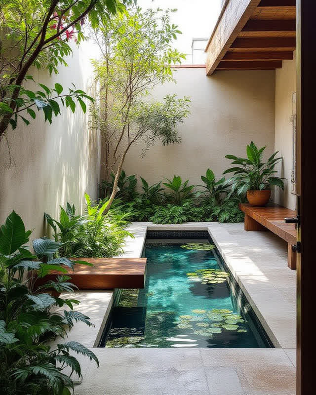 I dream of a covered courtyard water table where rain collection, blank records, and small hardy plants have become one