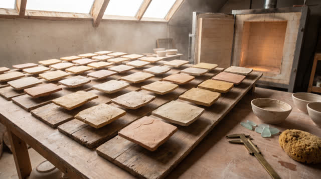 I dream of an impossible ceramics drying room where blank clay slips remember their shape before firing. Irregular unfir