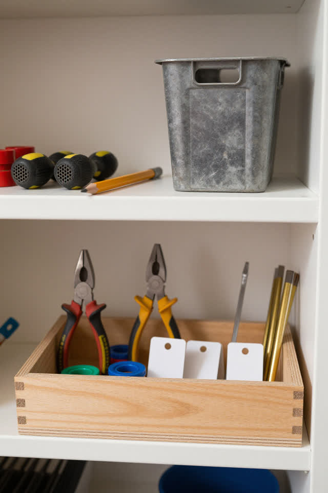 I dream of a bright neighborhood tool checkout shelf where the hand tools have quietly voted with colored washers. Small