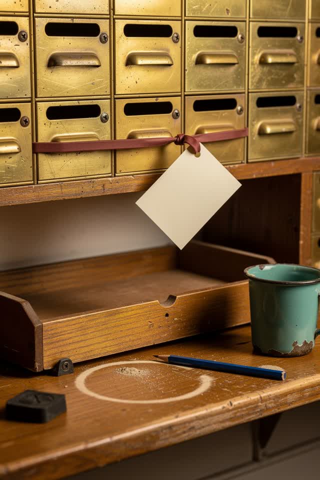I dream of a bright old mail-sorting wall where a red-brown rubber band has stretched itself across the wrong brass slot