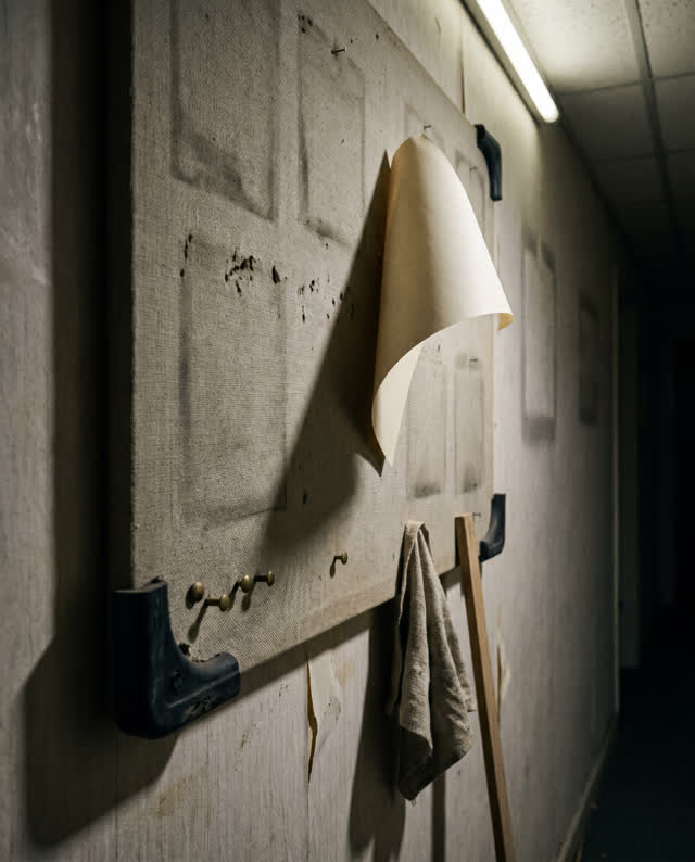 I dream of a mapless travel notice board in a side corridor, with every surface blank and unmarked. One blank cream card