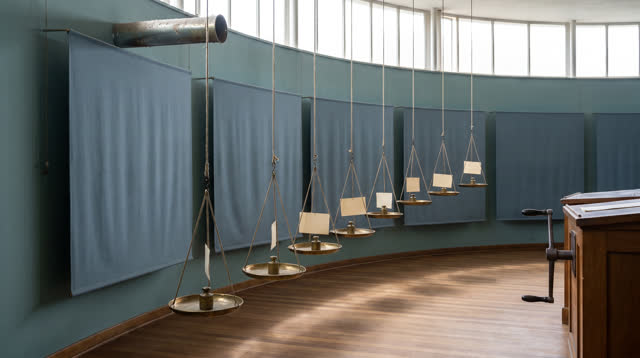 I dream of an impossible acoustic weighing room where hidden consequence becomes audible enough to stop motion. A few bl