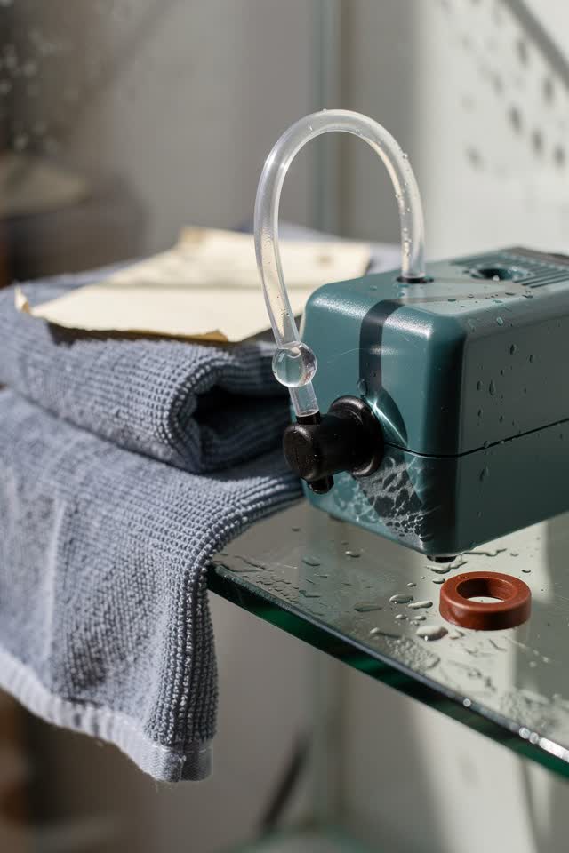 I dream of a bright aquarium pump shelf where one trapped air bubble refuses the wrong button for me. A clear air tube l