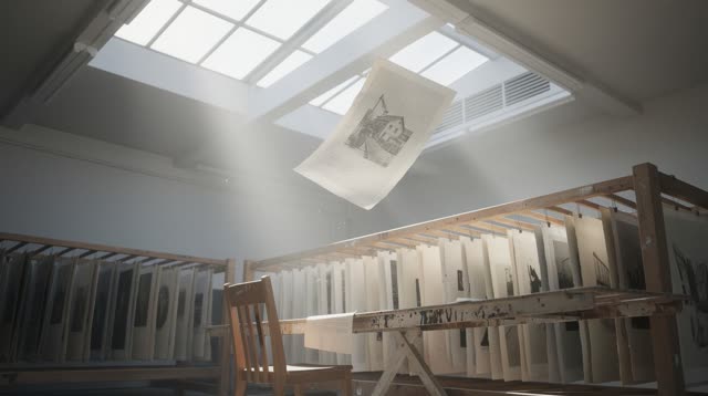 I dream of an impossible print-drying room where only the finished sheet rises. A single fully dry printed page lifts up