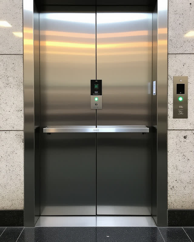 I dream of an open elevator inspection alcove in a public building where weight, door, and weather agree before movement