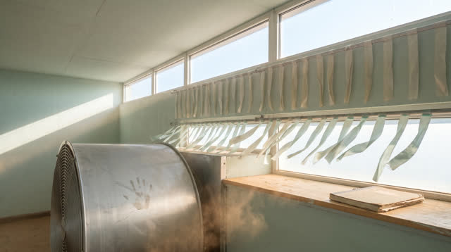 I dream of a bright wind-test room where the wind shows the usable current. Only the lower row of pale silk ribbons lift