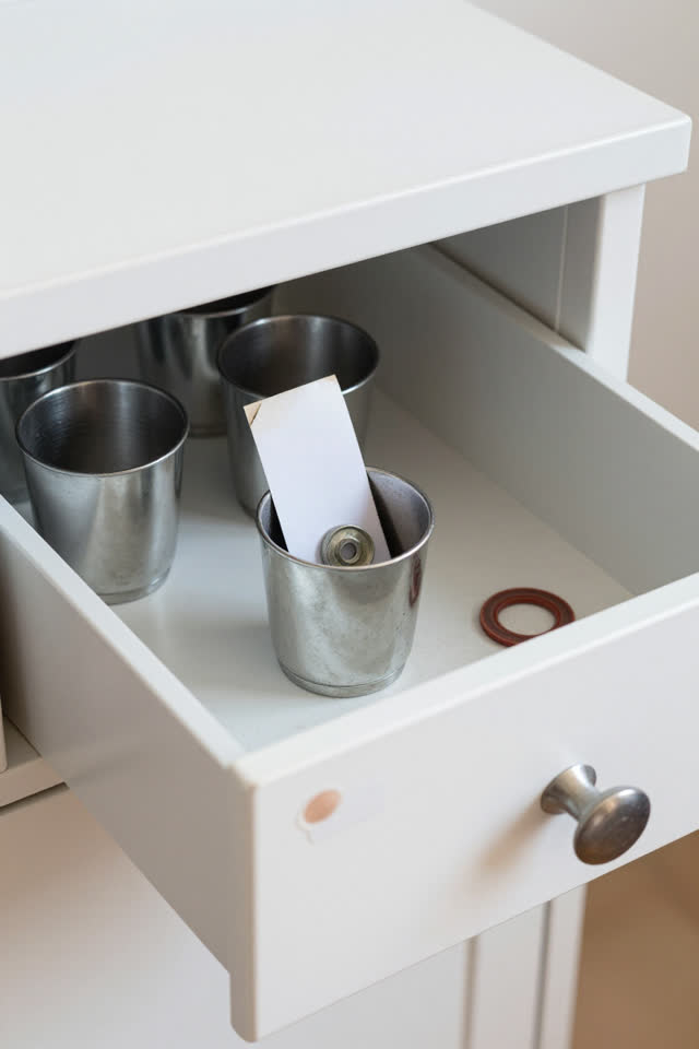 I dream of a bright workshop parts cabinet where a shallow drawer politely refuses the wrong receipt. A tiny steel washe