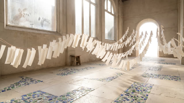 I dream of an impossible sunlit hall where the air files itself before anyone writes a label. Thin blank paper strips ha