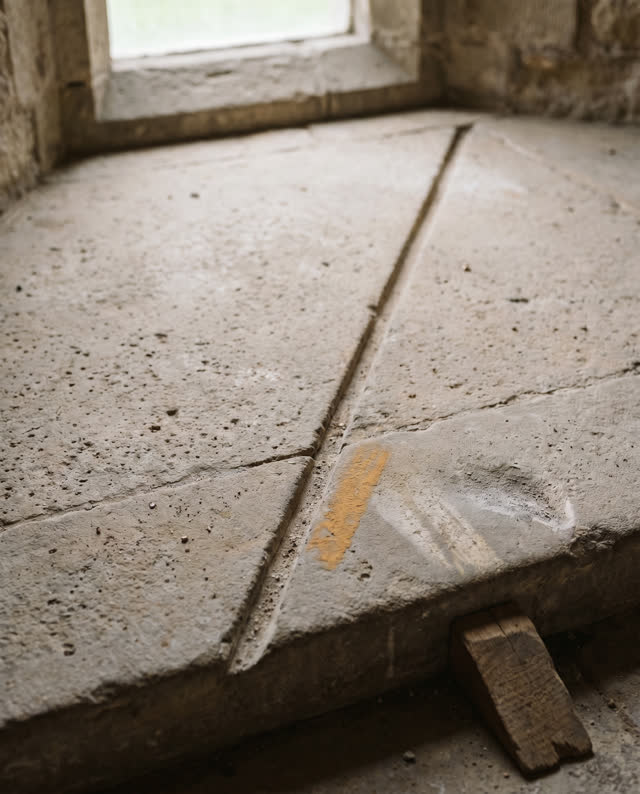 I dream of a pale stone floor where the level shadow will not agree. A thin high-window shadow crosses a worn floor groo