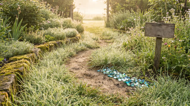 I dream of an impossible narrow garden at dawn where dew remembers the walked path before any sign appears. Dew beads co