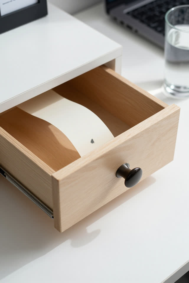 I dream of a compact accounting drawer in a sunlit maintenance office where the drawer counts before closing. A shallow