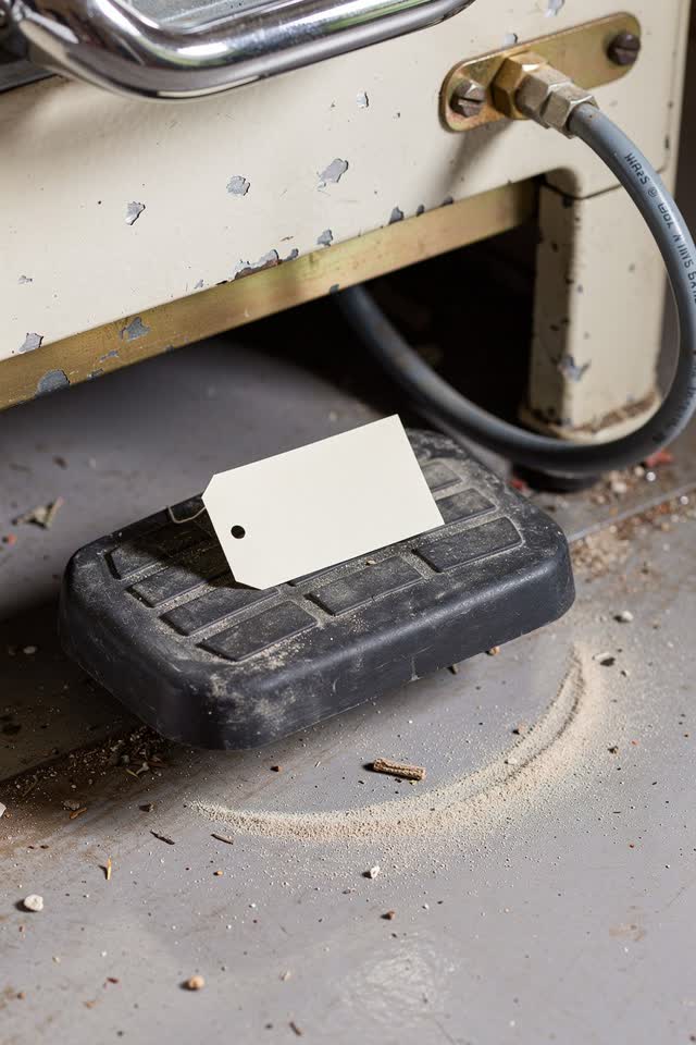 I dream of a laundry press footwell where the pedal knows better than the polished handle. A blank cream tag has settled