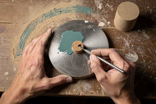 I dream of two natural hands giving a ceramics glazing turntable a small honest stop. On a worn glazing table, the hands