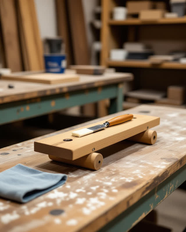 I dream of a small furniture finishing workshop that holds the part until the finish dulls. A repaired chair rail rests