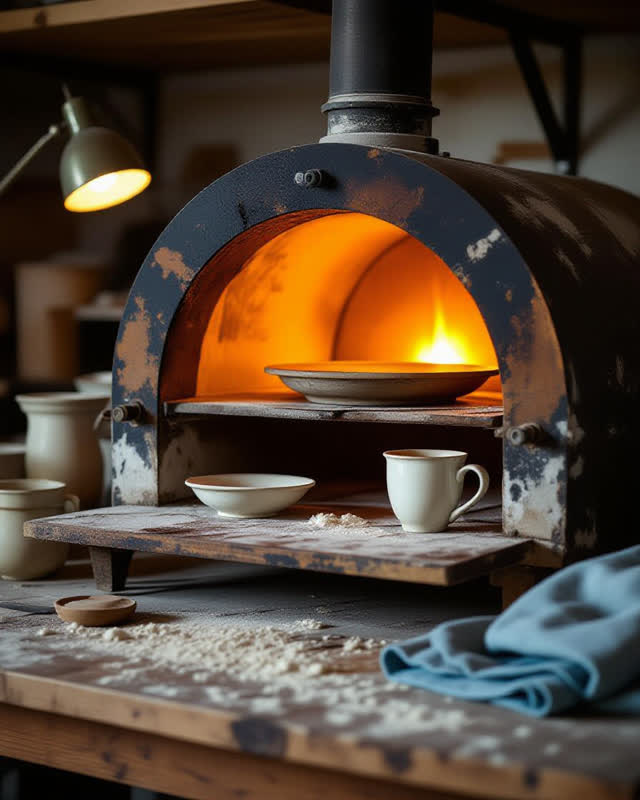I dream of a pottery kiln vent room that holds the shelf until the flap cools. There is no glaze table and no cups or bo