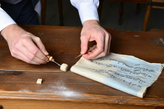 I dream of two natural hands teaching a piano hammer not to bounce twice. On a worn piano action repair bench, the hands