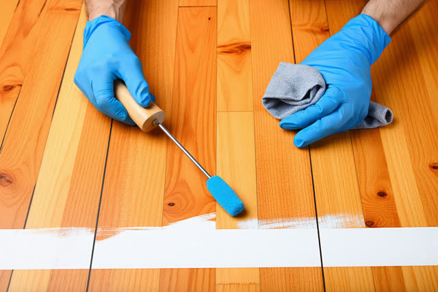 I dream of two natural hands giving a school gym line painter a pause. On warm honey wood boards, the hands fasten a sma