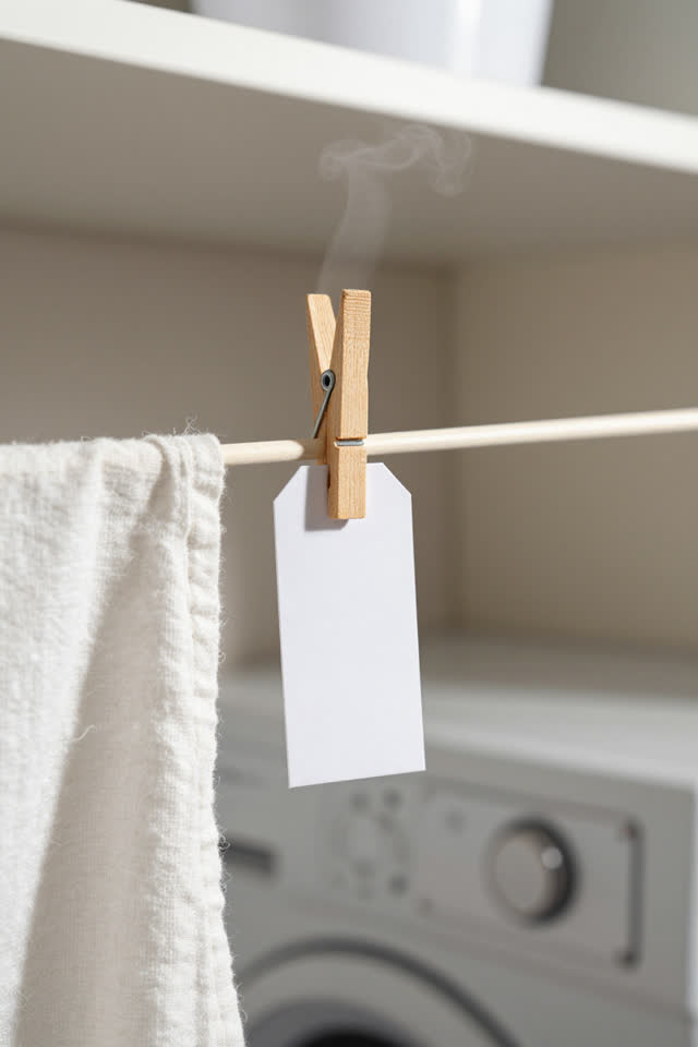 I dream of a bright laundry back room where the clothespin takes the official job. A plain wooden clothespin has clipped