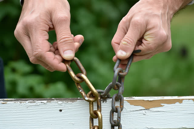 I dream of two natural hands in a greenhouse vent-chain corner, adding one dull brass link so the vent cannot close befo