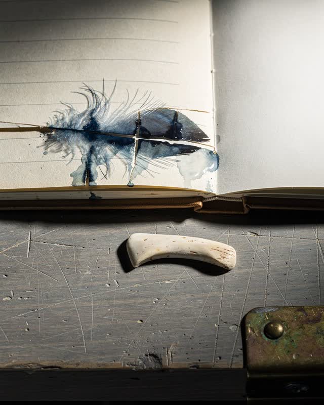 I dream of a cold ledger table where the ink arrives after the line has already failed. A feathered blue ink wash crosse
