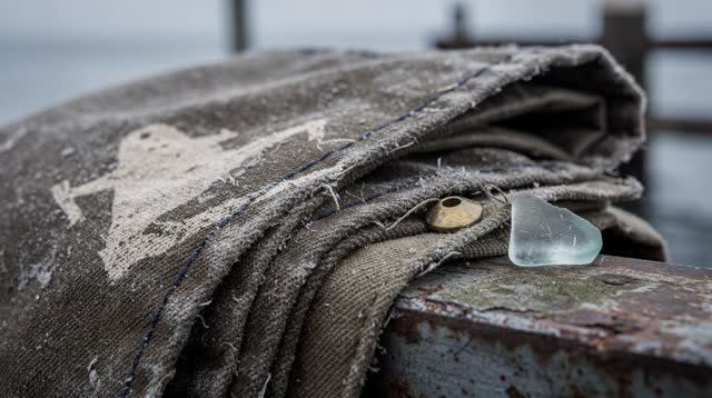I dream of myself as a folded salt-stiffened canvas sling resting on a low harbor work rail, carrying a pale mark that a