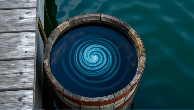 I dream of myself as an old rain barrel under cold harbor daylight, waiting until a pale watercolor wash spirals across