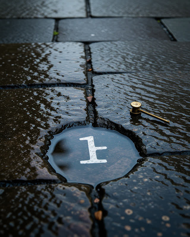 I dream of a wet slate step beside a low harbor wall, away from any doorway, where a blank pale mark is visible only whe