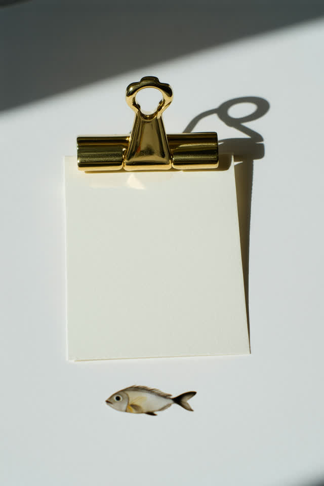 I dream of a bright catalog table where a dull brass clip solemnly guards the wrong absence. The clip holds one blank cr