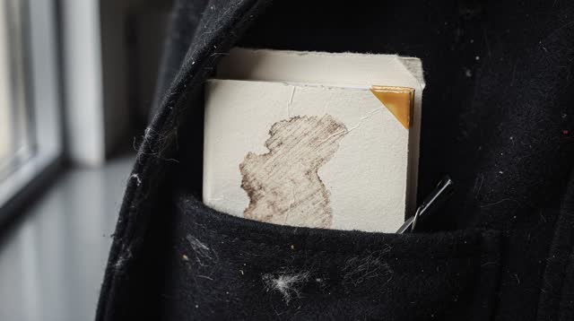 I dream of myself as a closed folded cream page resting inside the dark wool lining of a coat pocket near a thin hallway