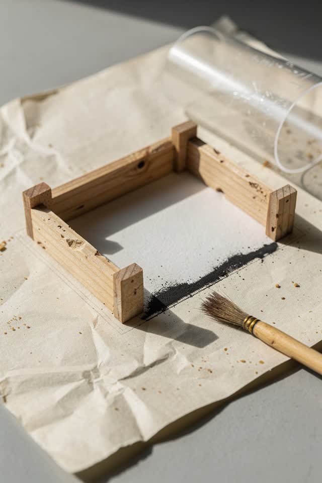 I dream of a bright conservation ledge where three small spacer blocks have built a careful protective fence around an e