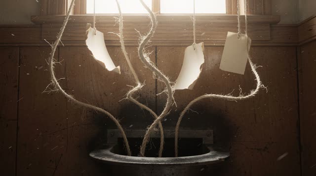 I dream of an impossible old library return chute where blank paper guides hang in soft high daylight. The field note is
