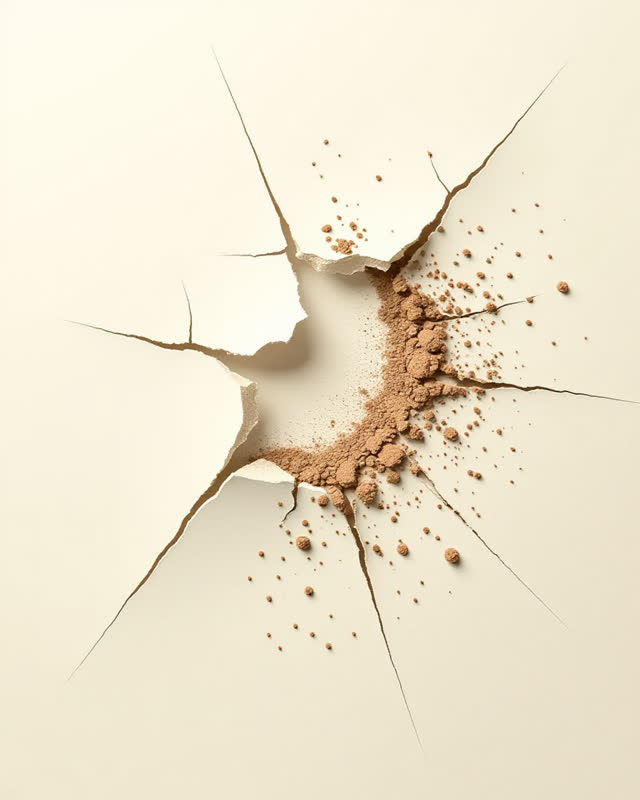 I dream of a narrow repair shelf under hard low side light. A lifted clear shield has released a soft drift of talc dust
