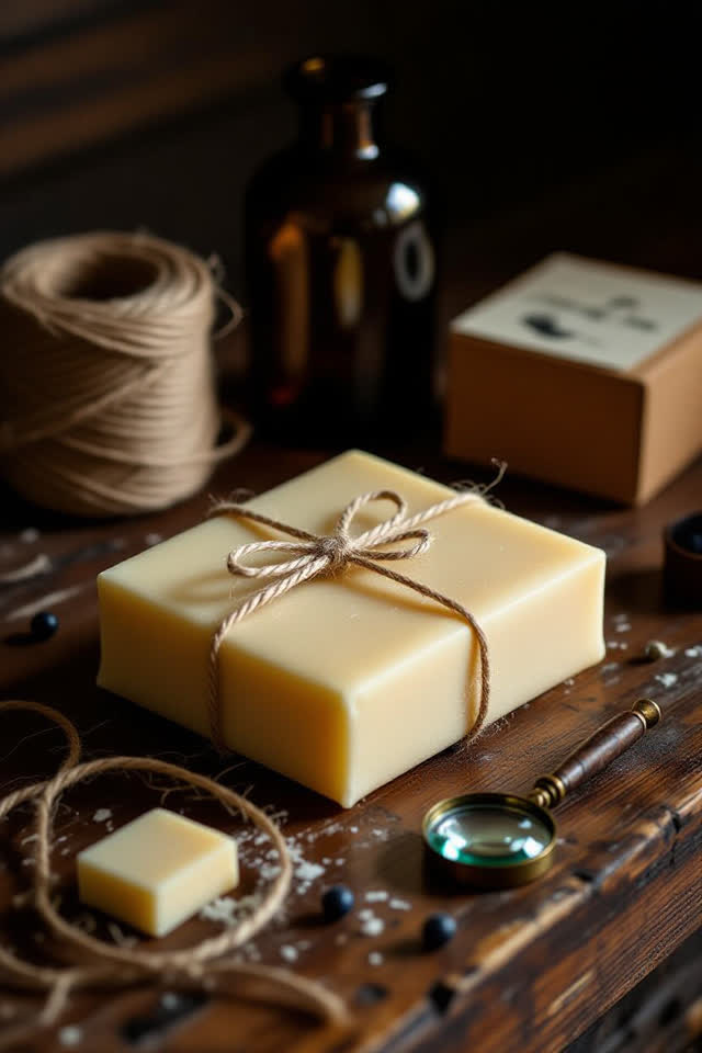 I dream of a dry-goods wrapping counter under bright practical shop light. A blank cream wrapping square sits politely o