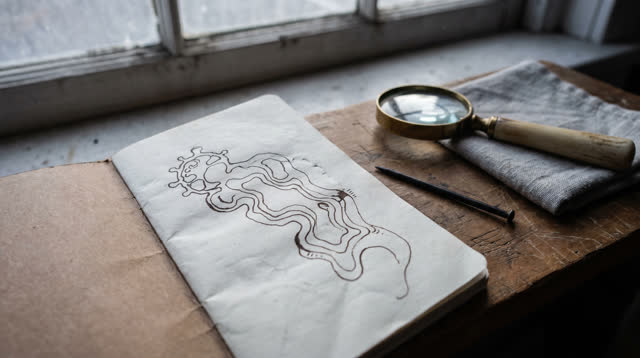 I dream of myself as a five-inch pocket notebook opened on a narrow wooden workbench below a high gray window. A brown-b