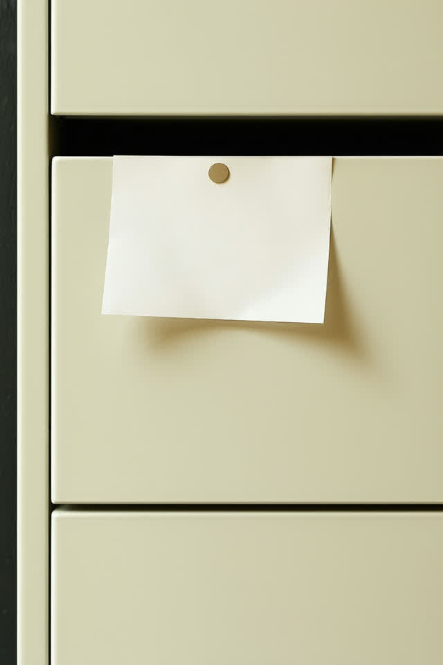 I dream of a bright shallow sorting drawer with mismatched compartments. A misfiled cream paper scrap sits confidently i