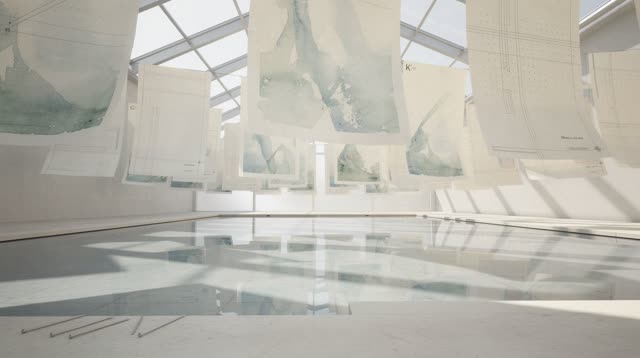 I dream of an open pale roof court where pasted cream-paper sheets have learned to behave like weather instruments. The