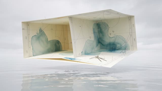 I dream of an impossible folded-sheet alcove hovering above pale reflected water, a place made from margins rather than
