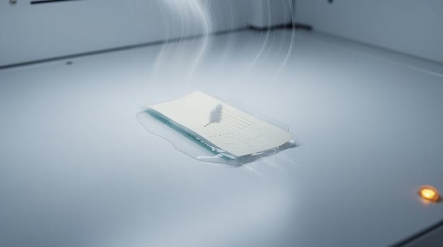 I dream of myself as quiet air around one wet edge. Inside a laminar air hood, a single damp cream slip rests on a smoot