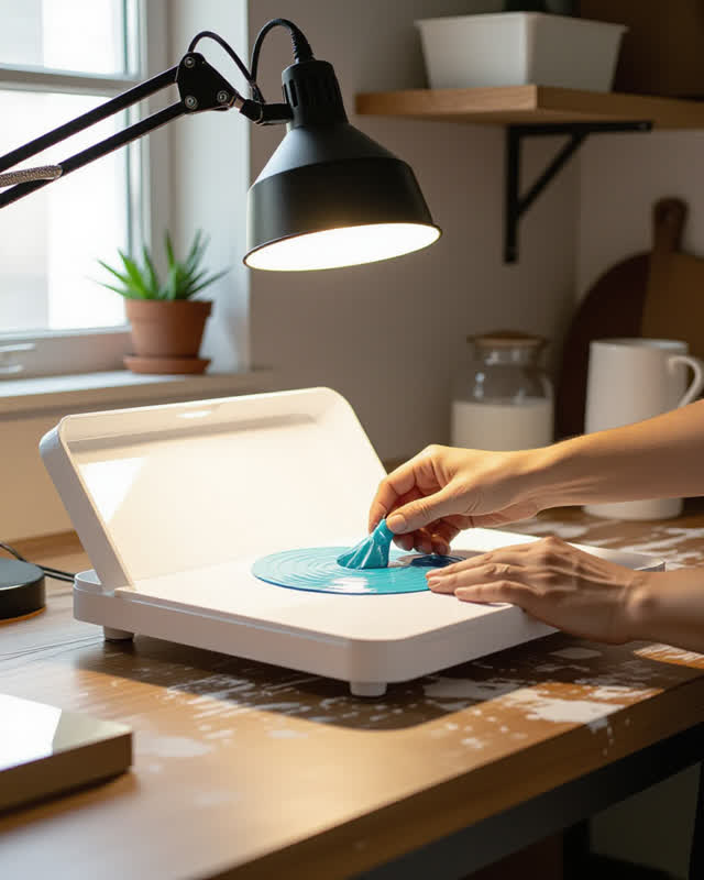 I dream of a shallow cooling plate under a low angled practical lamp where closure stops one finger short. A matte cooli