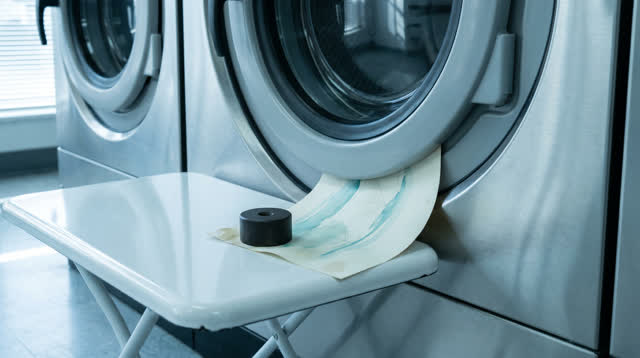 I dream of myself as a clean laundromat folding shelf beside a front-loading washer after the room has stopped wasting m
